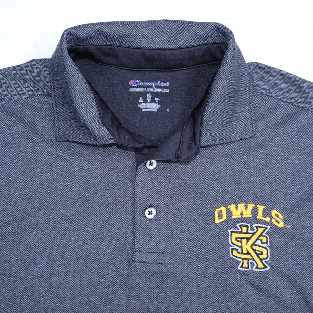 Champion Mens Kennesaw State Owls Polo Shirt‎ Medium Grey Herringbone